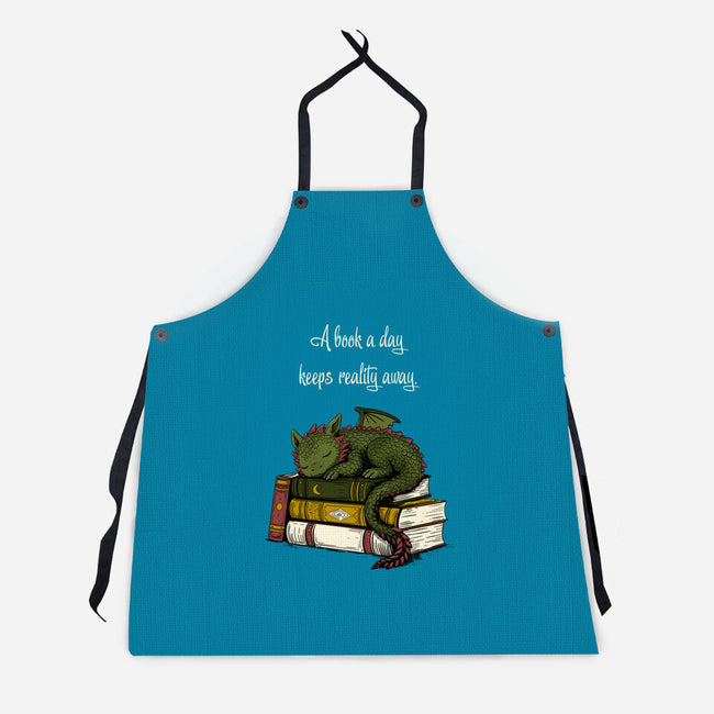 A Book A Day Keeps Reality Away-Unisex-Kitchen-Apron-Mattania