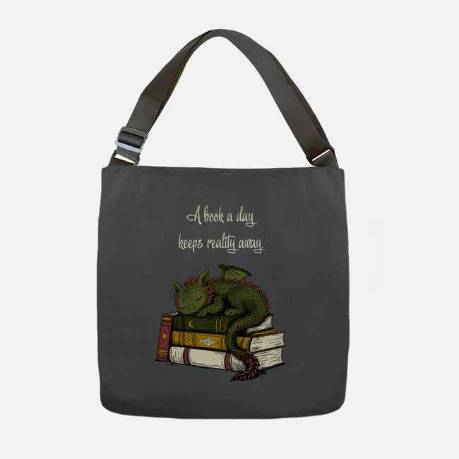 A Book A Day Keeps Reality Away-None-Adjustable Tote-Bag-Mattania