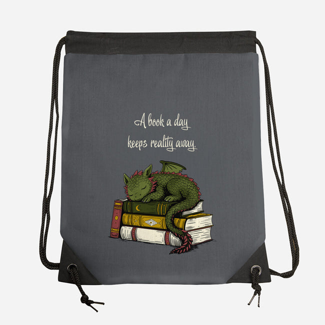 A Book A Day Keeps Reality Away-None-Drawstring-Bag-Mattania