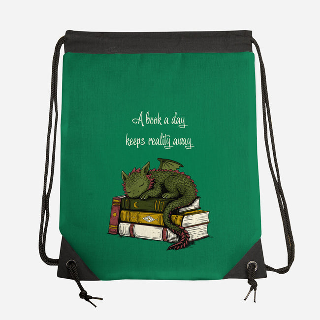 A Book A Day Keeps Reality Away-None-Drawstring-Bag-Mattania