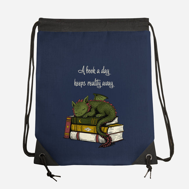 A Book A Day Keeps Reality Away-None-Drawstring-Bag-Mattania