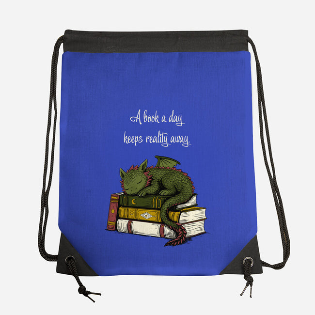 A Book A Day Keeps Reality Away-None-Drawstring-Bag-Mattania
