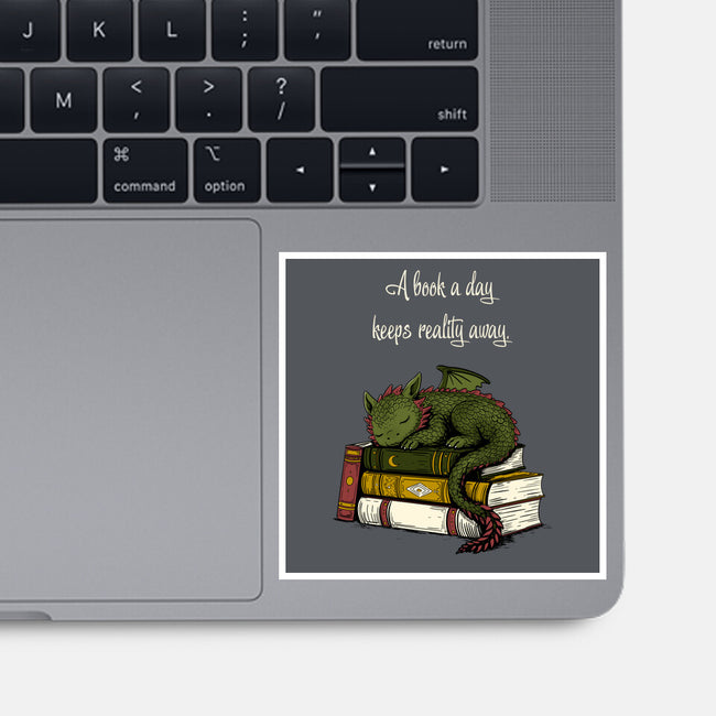 A Book A Day Keeps Reality Away-None-Glossy-Sticker-Mattania