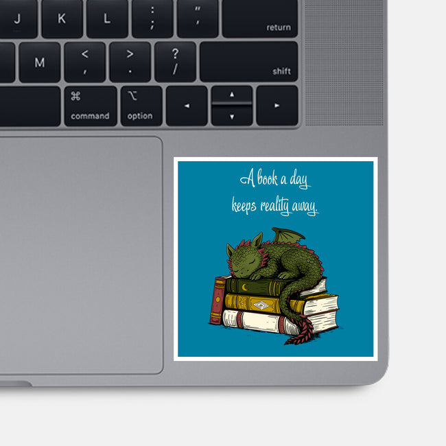 A Book A Day Keeps Reality Away-None-Glossy-Sticker-Mattania