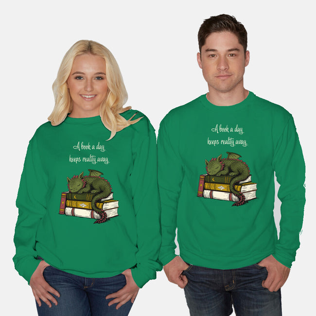 A Book A Day Keeps Reality Away-Unisex-Crew Neck-Sweatshirt-Mattania