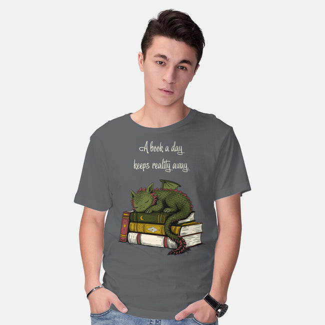 A Book A Day Keeps Reality Away-Mens-Basic-Tee-Mattania