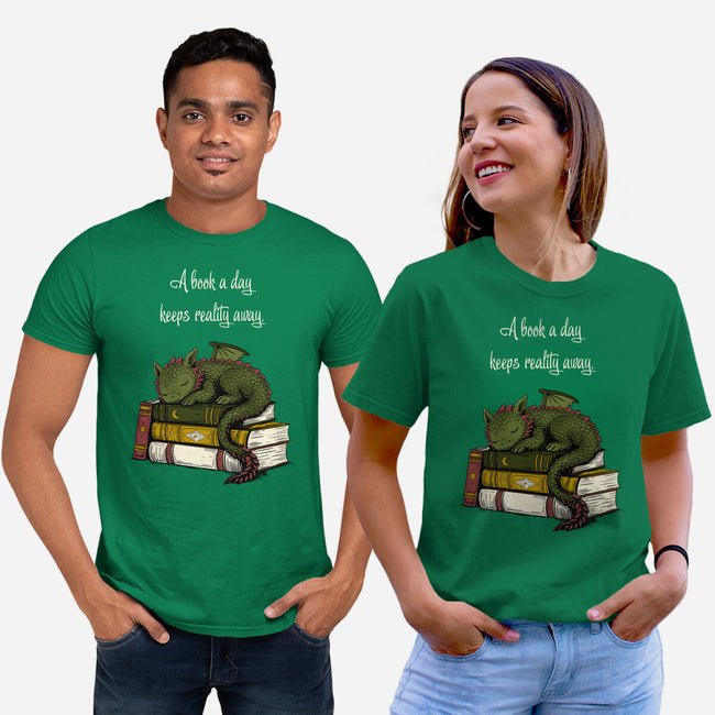 A Book A Day Keeps Reality Away-Unisex-Basic-Tee-Mattania