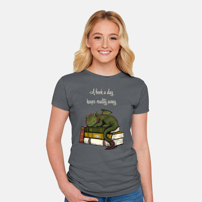 A Book A Day Keeps Reality Away-Womens-Fitted-Tee-Mattania