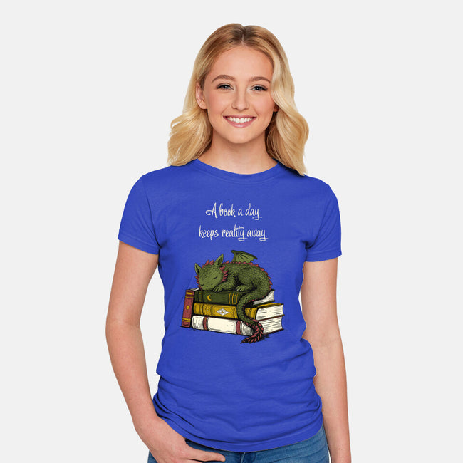 A Book A Day Keeps Reality Away-Womens-Fitted-Tee-Mattania