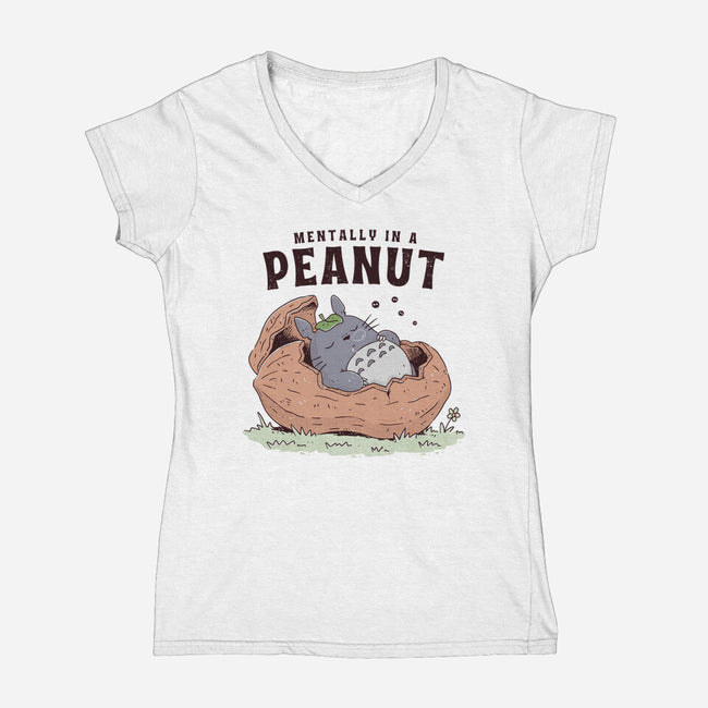 Mentally In A Peanut-Womens-V-Neck-Tee-GODZILLARGE
