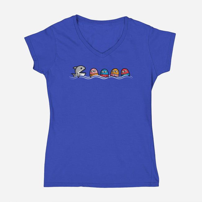 Summer Pac Shark-Womens-V-Neck-Tee-krisren28