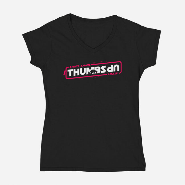 Thumbs Up Stars-Womens-V-Neck-Tee-rocketman_art