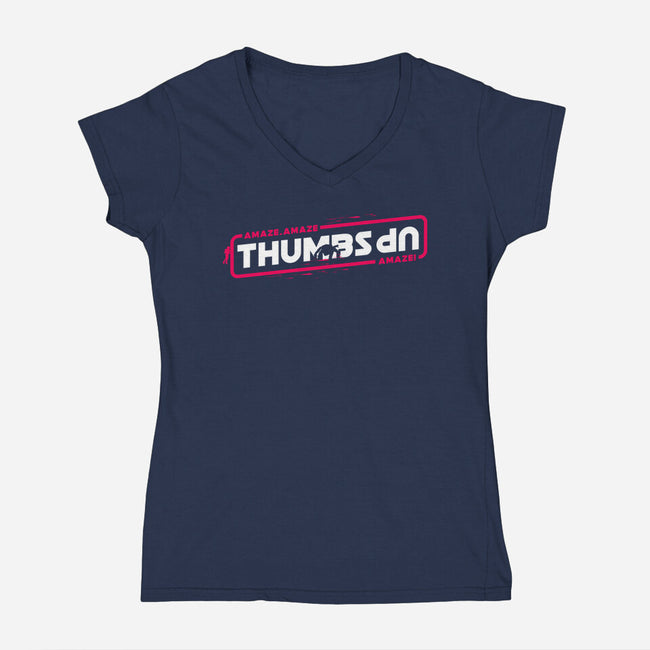 Thumbs Up Stars-Womens-V-Neck-Tee-rocketman_art