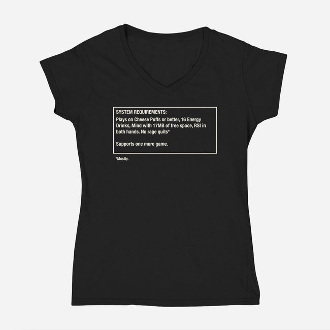 System Requirements-Womens-V-Neck-Tee-rocketman_art