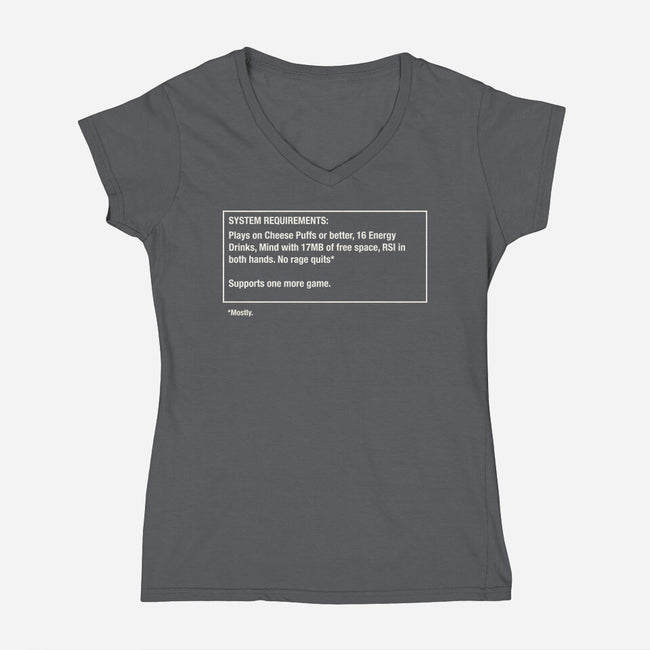 System Requirements-Womens-V-Neck-Tee-rocketman_art