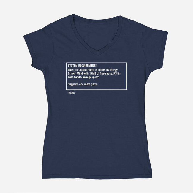 System Requirements-Womens-V-Neck-Tee-rocketman_art