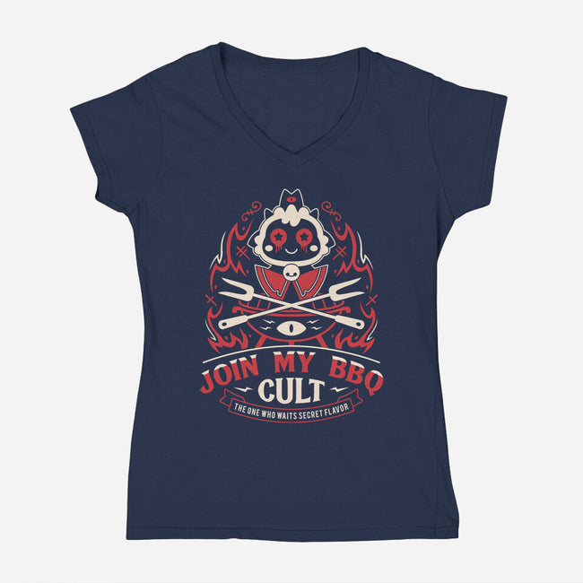 Join My Barbecue Cult-Womens-V-Neck-Tee-LAGELANTEE