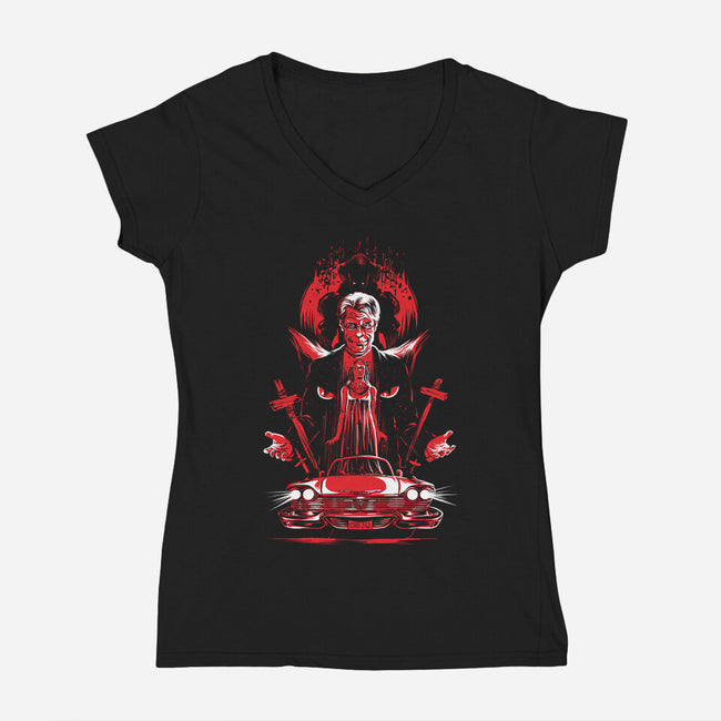 Horror King-Womens-V-Neck-Tee-zascanauta