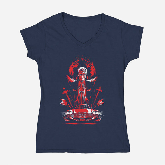 Horror King-Womens-V-Neck-Tee-zascanauta