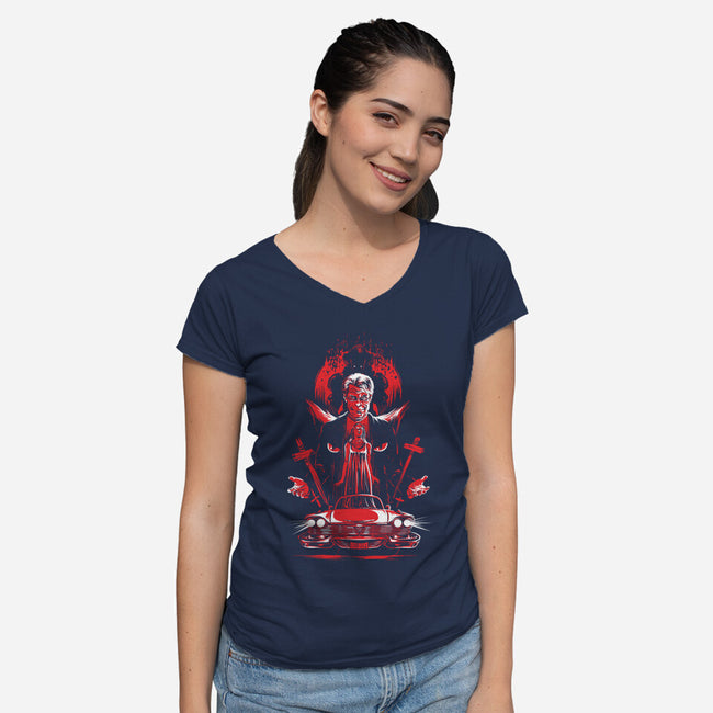 Horror King-Womens-V-Neck-Tee-zascanauta