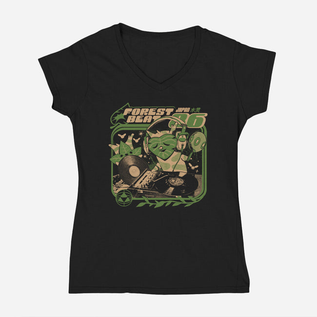 Forest Beats-Womens-V-Neck-Tee-ilustrata