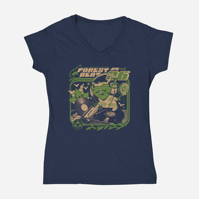 Forest Beats-Womens-V-Neck-Tee-ilustrata