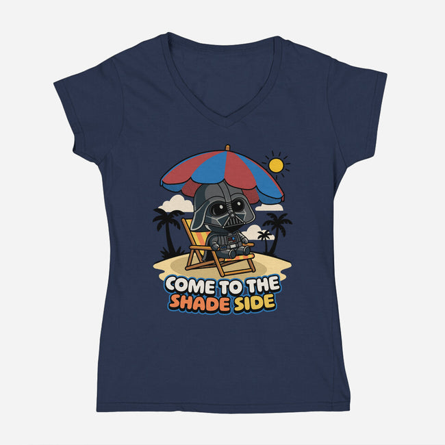 Come To The Shade Side-Womens-V-Neck-Tee-Popnotic
