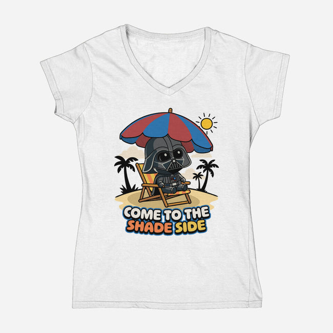 Come To The Shade Side-Womens-V-Neck-Tee-Popnotic