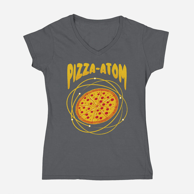 Pizza Atom Science-Womens-V-Neck-Tee-tobefonseca