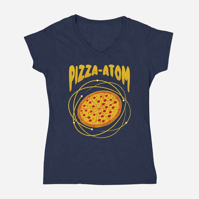 Pizza Atom Science-Womens-V-Neck-Tee-tobefonseca