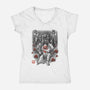 Galactic Bounty Sumi-E-Womens-V-Neck-Tee-Astrobot Invention