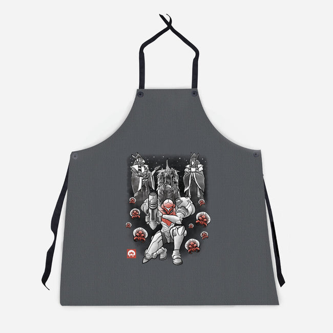 Galactic Bounty Sumi-E-Unisex-Kitchen-Apron-Astrobot Invention