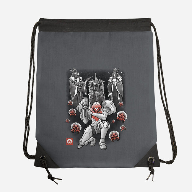 Galactic Bounty Sumi-E-None-Drawstring-Bag-Astrobot Invention