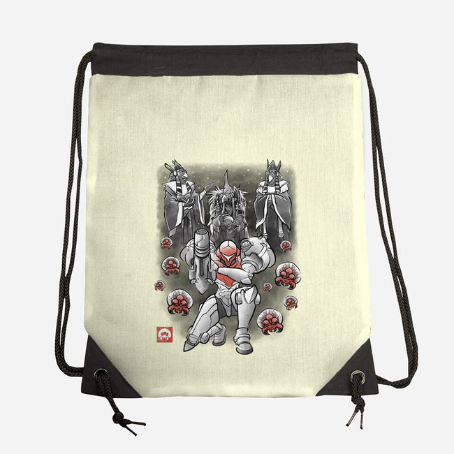 Galactic Bounty Sumi-E-None-Drawstring-Bag-Astrobot Invention