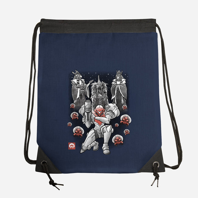 Galactic Bounty Sumi-E-None-Drawstring-Bag-Astrobot Invention