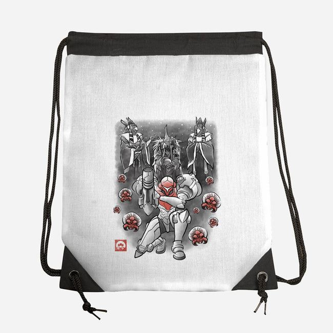 Galactic Bounty Sumi-E-None-Drawstring-Bag-Astrobot Invention