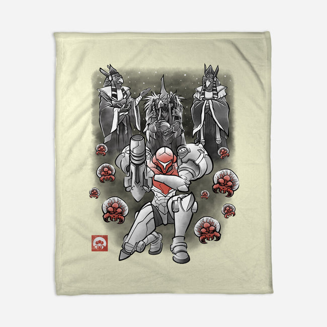 Galactic Bounty Sumi-E-None-Fleece-Blanket-Astrobot Invention