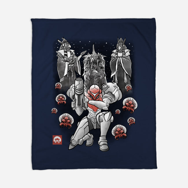 Galactic Bounty Sumi-E-None-Fleece-Blanket-Astrobot Invention