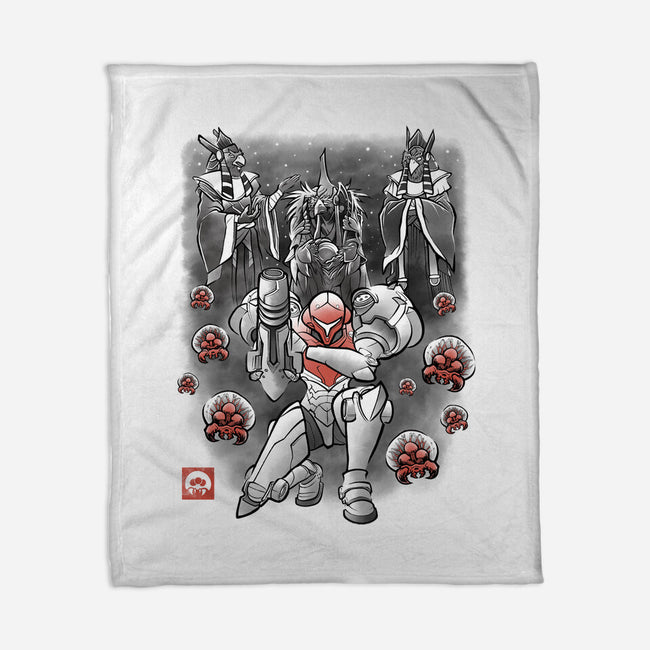 Galactic Bounty Sumi-E-None-Fleece-Blanket-Astrobot Invention