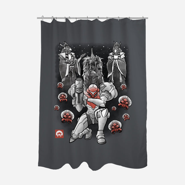 Galactic Bounty Sumi-E-None-Polyester-Shower Curtain-Astrobot Invention