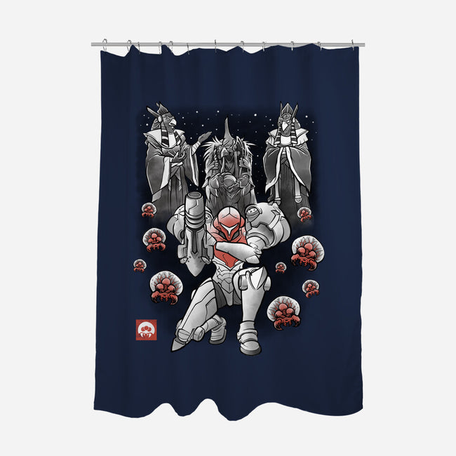 Galactic Bounty Sumi-E-None-Polyester-Shower Curtain-Astrobot Invention