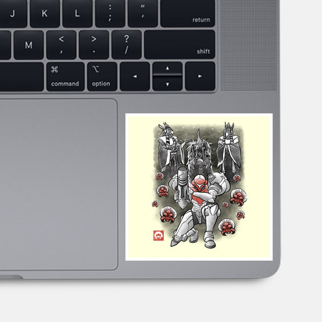 Galactic Bounty Sumi-E-None-Glossy-Sticker-Astrobot Invention