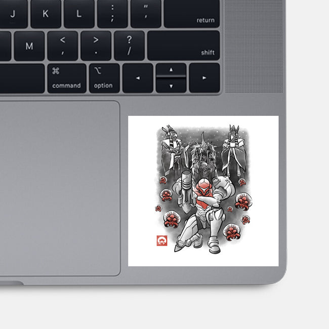 Galactic Bounty Sumi-E-None-Glossy-Sticker-Astrobot Invention