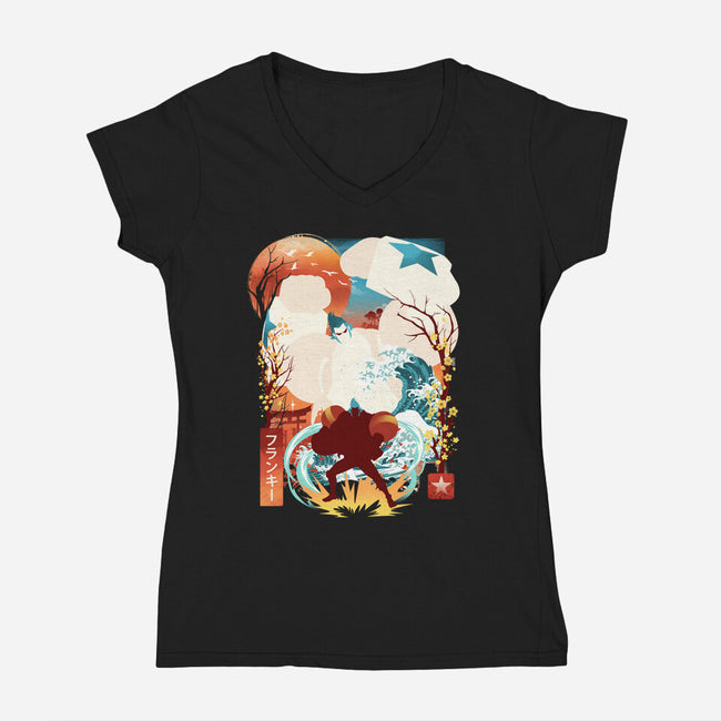 Cyborg Pirate-Womens-V-Neck-Tee-dandingeroz