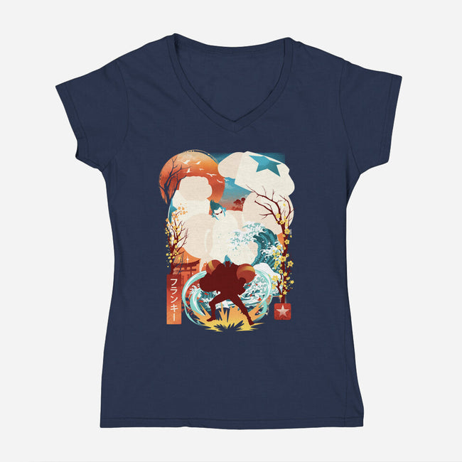 Cyborg Pirate-Womens-V-Neck-Tee-dandingeroz
