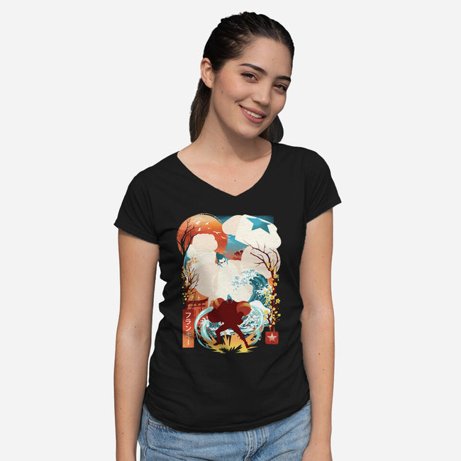 Cyborg Pirate-Womens-V-Neck-Tee-dandingeroz
