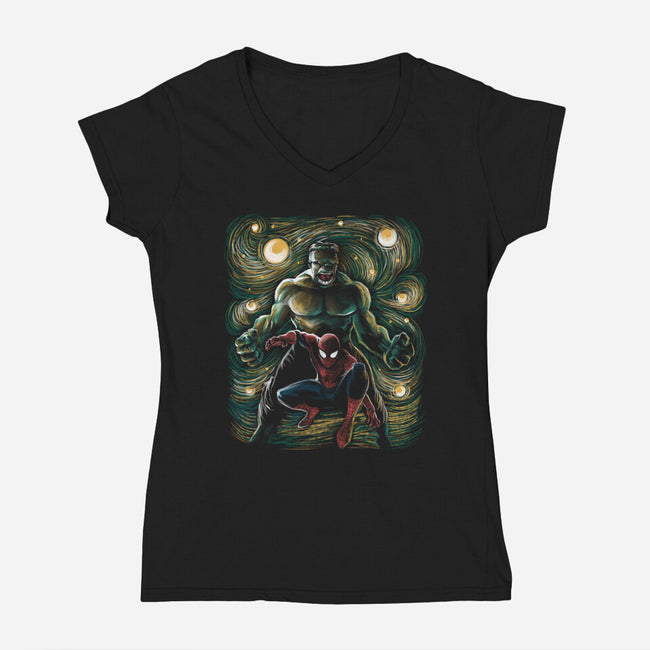 The Colossus And The Spider-Womens-V-Neck-Tee-zascanauta