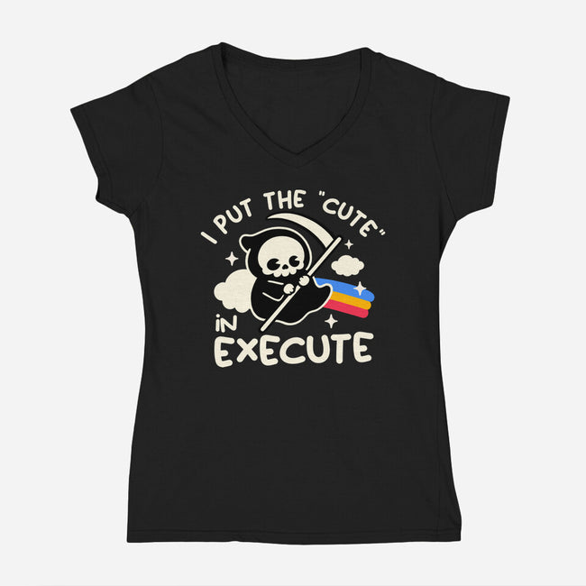 Cute Execute-Womens-V-Neck-Tee-NemiMakeit