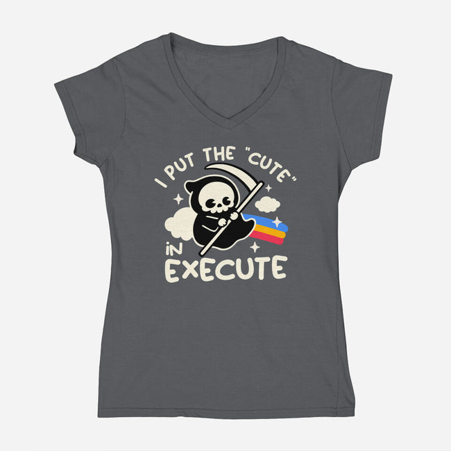 Cute Execute-Womens-V-Neck-Tee-NemiMakeit