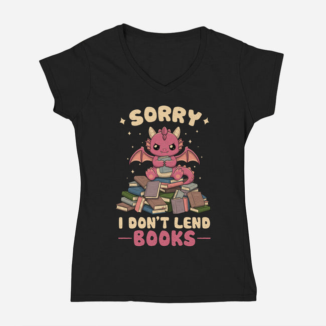 I Don’t Lend Books-Womens-V-Neck-Tee-NMdesign